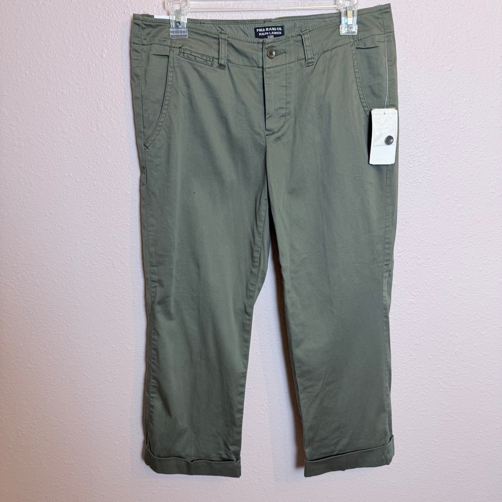 Polo‎ Jeans Ralph Lauren Whitney Stovepipe Capri Pants Olive Green Womens 6 NWT